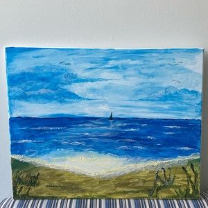 “Ocean View” ~ Wall Art Painting | Acrylic Hand Painted Canvas - L 20” X 16” W